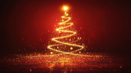 Obraz premium Glowing Christmas Tree with Sparkling Lights and Star Topper