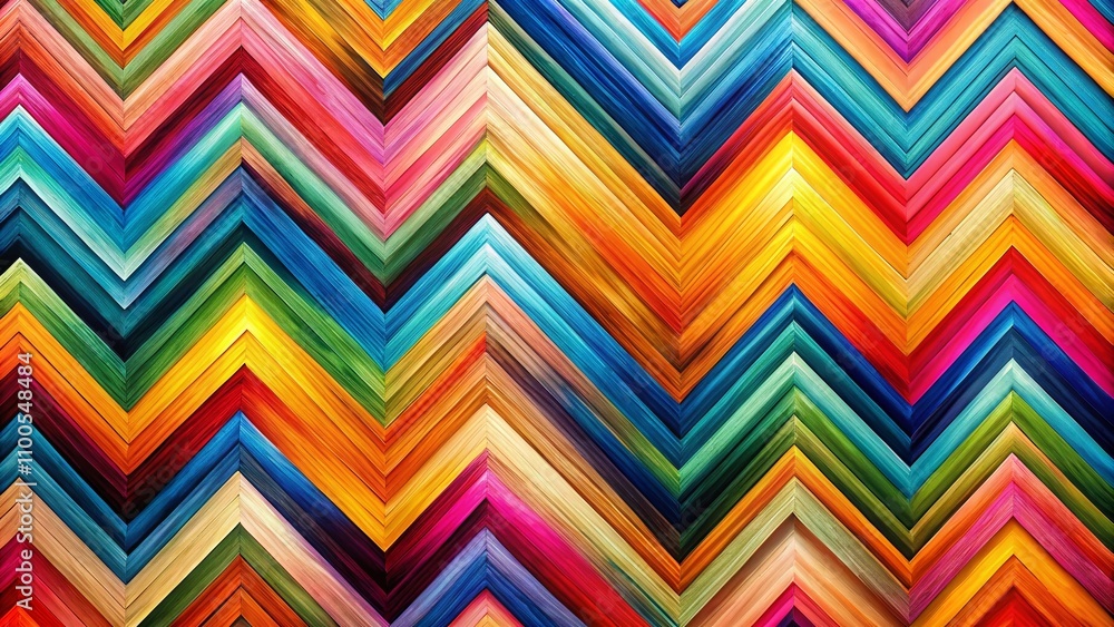 Poster abstract zig-zag shape in dynamic colors: a panoramic exploration of geometric patterns and fluid mo