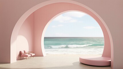 Obraz premium Tropical Beach Paradise with Blue Ocean Waves and Sunny Sky