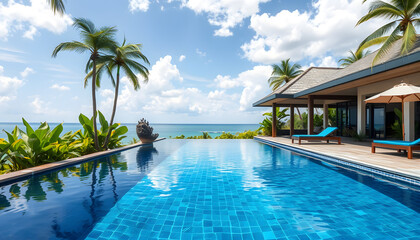 Swimming pool, Bali style isolated with white highlights, png