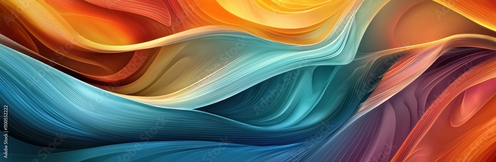 Aufkleber vibrant abstract wave patterns in rich hues of orange, blue, and teal. fluid colors create a dynamic