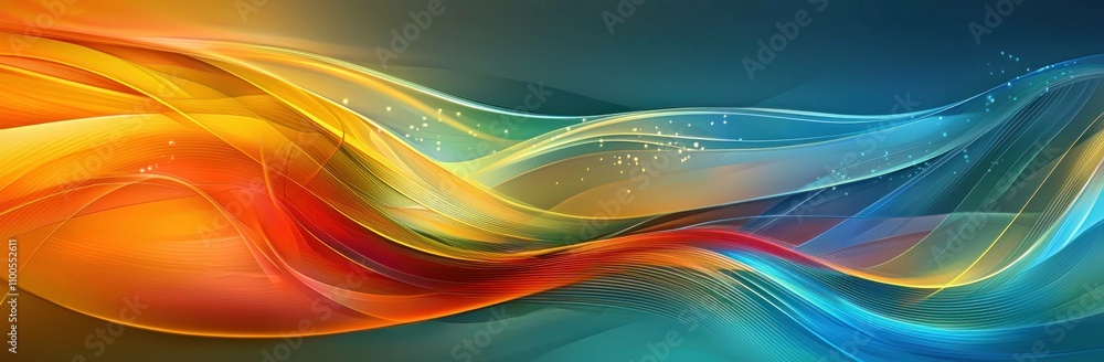 Poster colorful abstract waves flowing through the space, creating a sense of movement and lightness. vibra