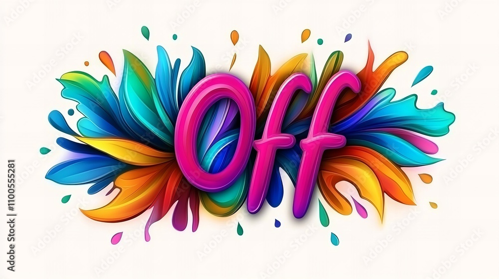 Poster vibrant and colorful design featuring the word 'off' with flowing abstract shapes.