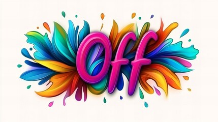 Obraz premium Vibrant and colorful design featuring the word 'Off' with flowing abstract shapes.