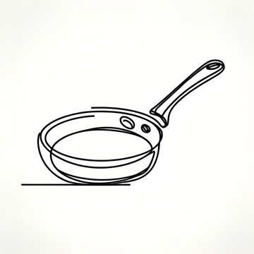 recommend clip art: Minimalist line art of frying pan on white background