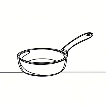 recommend clip art: Minimalist line art of frying pan on white background