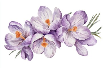 Stunning crocus blooms on a white backdrop for your card design