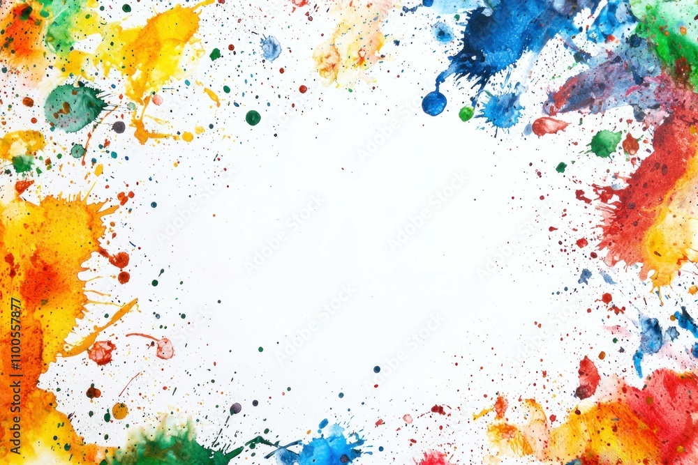 Poster bright and colorful abstract watercolor background with vivid splashes and drips of paint in various