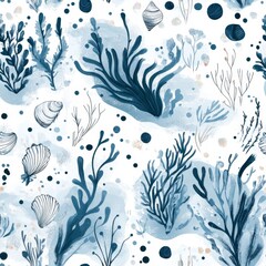 Naklejka premium Seaweed and Shell Pattern