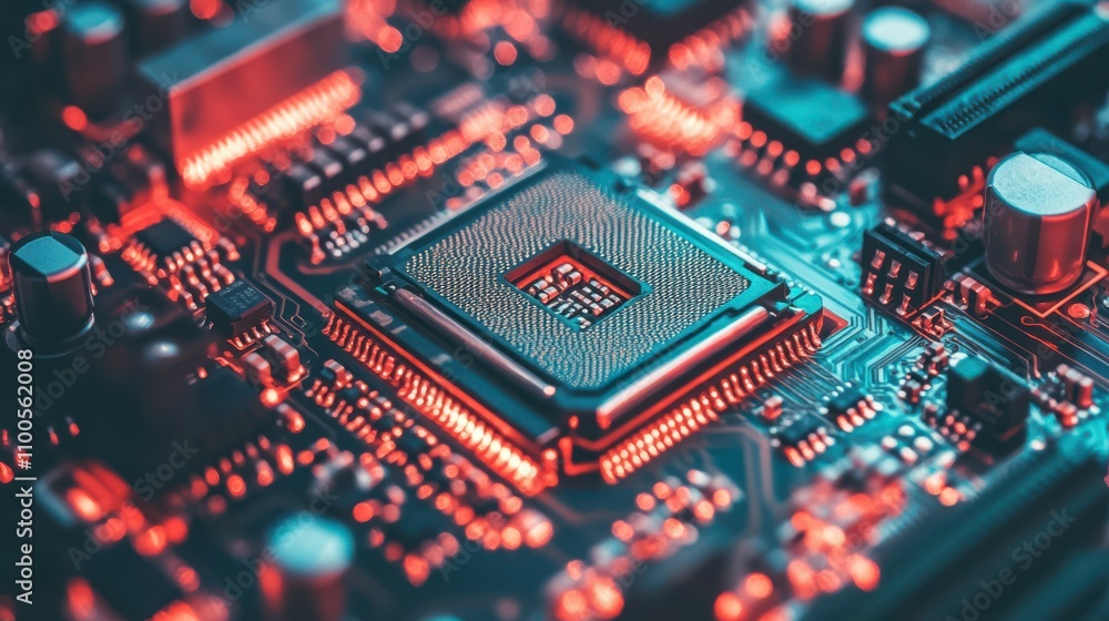 Poster a printed circuit board/technology background of an abstract computer motherboard can serve as a dep