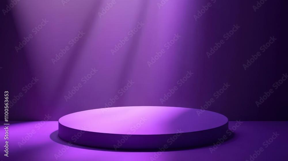 Poster abstract minimalistic scene with geometric forms. podium on purple background with shadows. product 