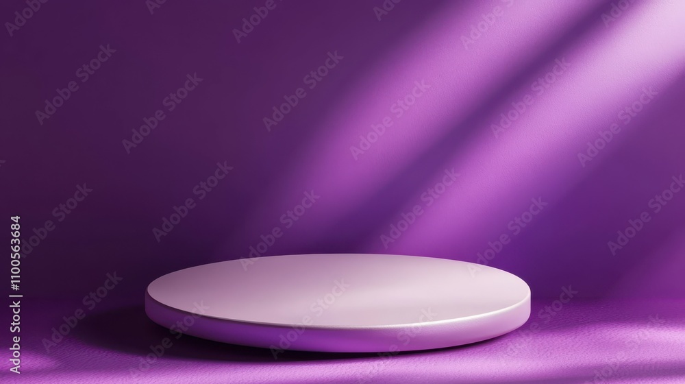 Poster abstract minimalistic scene with geometric forms. podium on purple background with shadows. product 