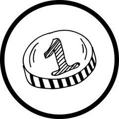 Coin single line vector icon