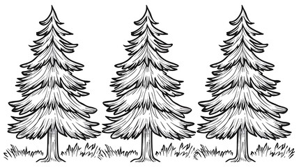 Obraz premium A coloring page featuring a very simple pine tree outline for young children.