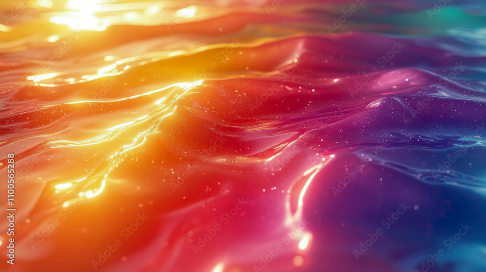 Poster a mesmerizing abstract holographic background featuring shimmering gradients of vibrant colors in wa