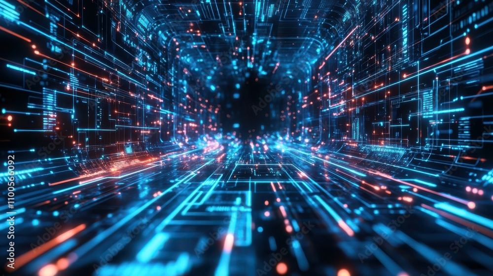 Poster background with futuristic technology line and light effect, cyberpunk style background material