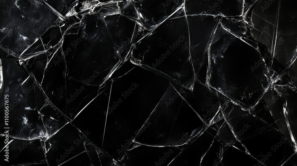 Poster broken glass craked on black background ,hi resolution photo art abstract texture object design