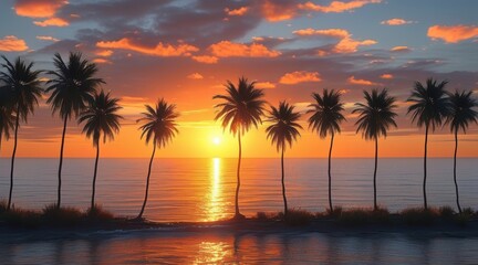 Enchanting Tropical Sunset: Nature's Colorful Masterpiece