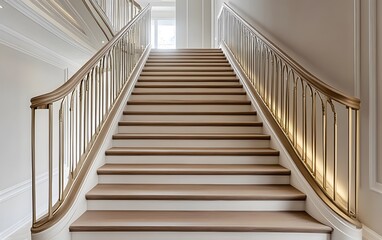 Obraz premium Elegant staircase with a modern design and soft lighting.