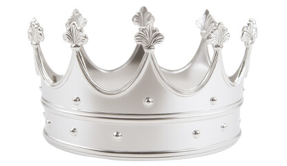 Silver chrome king crown isolated Png, transparent without background.