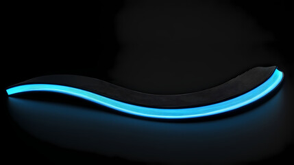 Fototapeta premium Smooth wave-like lines with glowing blue edges, flowing across a black background in a modern, futuristic design. Futuristic. Illustration