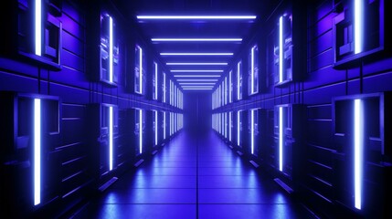 Obraz premium Modern Empty Corridor with Light in a Sleek Building Interior