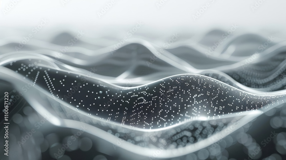 Aufkleber abstract flowing waves with sparkling dots in a dark background.