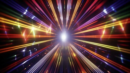 Obraz premium Bright Star Motion Design with Colorful Laser Burst in Night Space Illustration