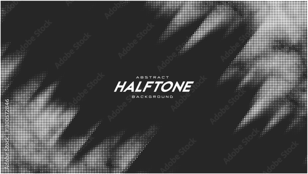 Poster abstract vector torn monochrome halftone background. scrathed dotted texture element. diagonal compo