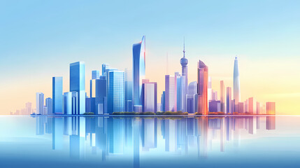 Obraz premium Futuristic city skyline. Futuristic. Illustration