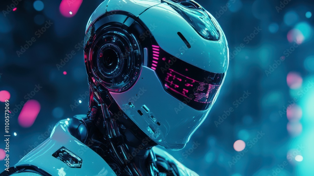 Poster digital technology and internet innovation with a modern ai robot.