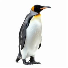 Fototapeta premium King penguin standing on a white background, looking to its right