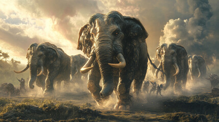 Majestic Titans: Armored War Elephants Charging into Battle