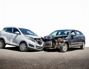 Obraz premium Cars crash accident on the street. Damaged automobiles. Car Insurance Concept