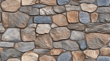 Detailed view of a seamless wall texture showcasing large rocks in shades of dark grey and brown, demonstrating high resolution and realism SEAMLESS PATTERN