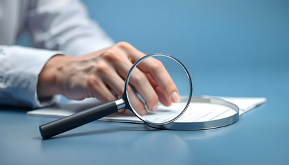 Business Fraud Investigation With Magnifying Glass isolated with white highlights, png