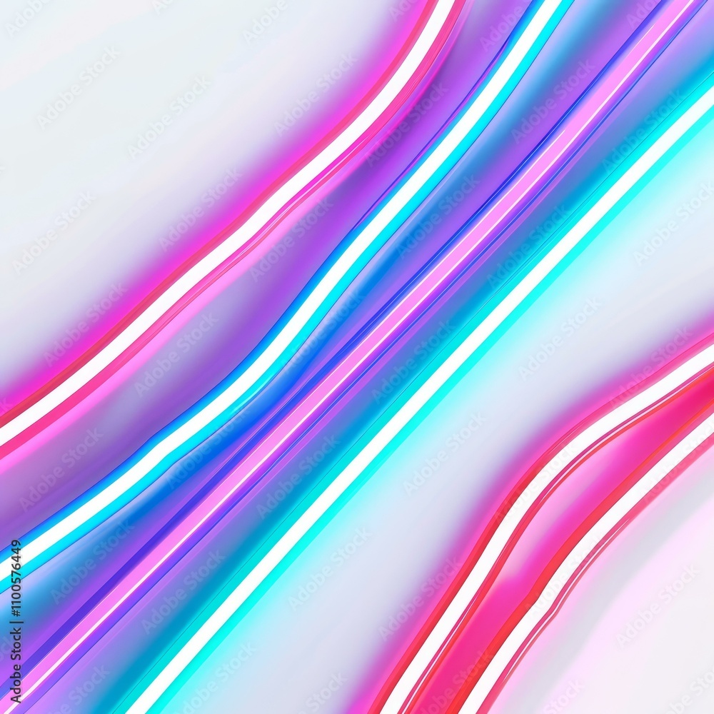 Poster abstract background of diagonal flowing neon light trails with a smooth glossy finish