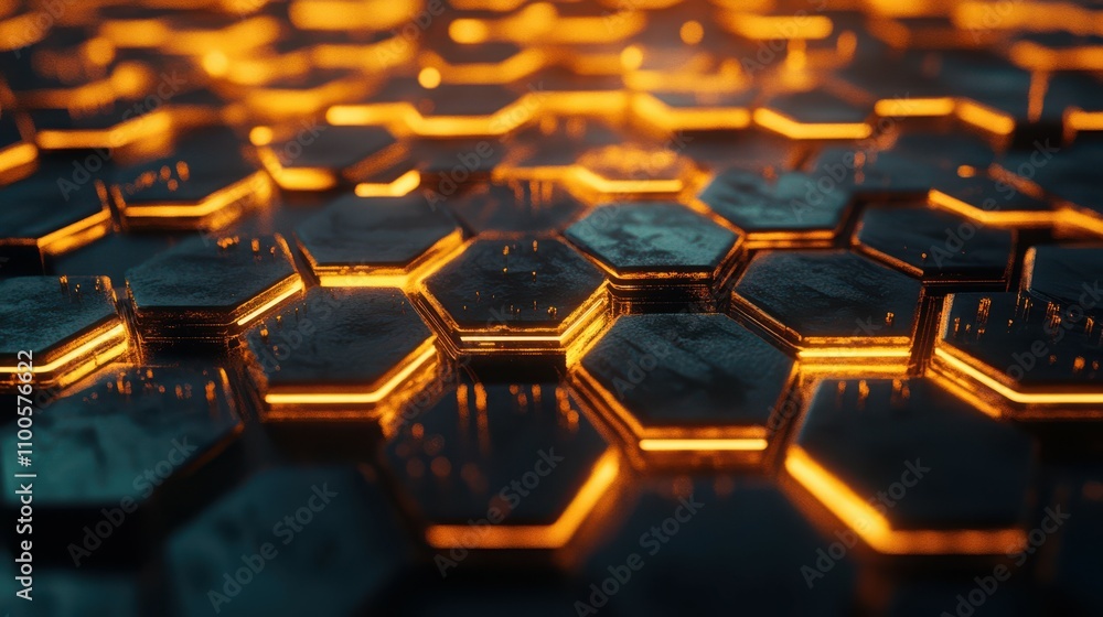 Aufkleber futuristic technology honeycomb mosaic. abstract background with glowing hexagons. 3d rendered illus