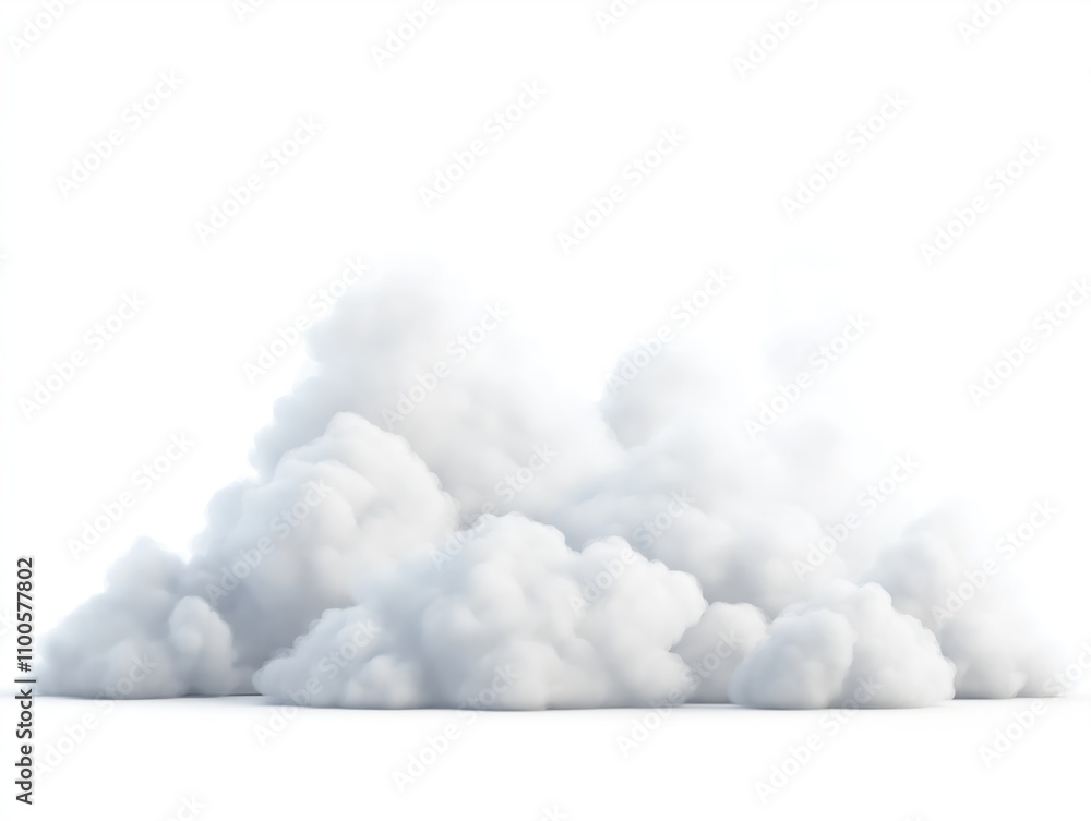 Poster 3d render of white fluffy clouds. abstract cloudscape isolated on transparent background. realistic 