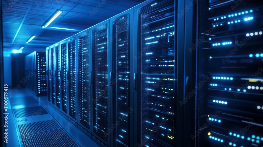 Poster illustration of futuristic technology cyberspace. information network of a data center. abstract bac