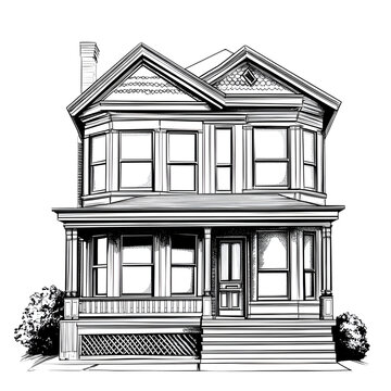 recommend clip art: A large house with a porch and a balcony
