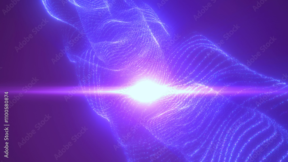 Aufkleber an abstract representation of energy waves in vibrant purple and blue hues creating a flowing dynami