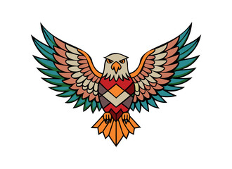 Obraz premium Colorful Geometric Eagle Vector Illustration - Vibrant Tribal Art Design