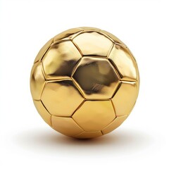 Fototapeta premium Golden soccer ball is laying on a white surface, representing success, achievement and wealth