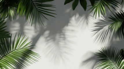 Obraz premium Shadow overlay effect on tropical leaves with transparent background, palm leaf shadows in 3D 3d rendering