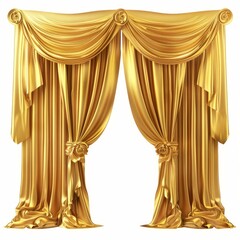 Elegant golden curtain pulled back revealing blank space