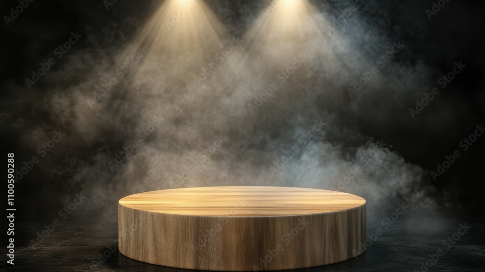 Aufkleber the empty wooden cylinder shape of product display podium, stand for showing or design blank backdro
