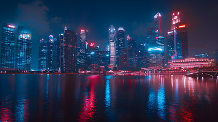 A dazzling, night-time panorama of Singapore's bustling cityscape and local attractions