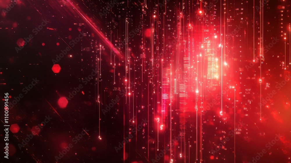 Poster this futuristic technology banner displays a red-light glow effect on a dark background, showing a d