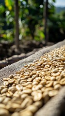 Obraz premium Unroasted Green Coffee Beans Close-Up Shot